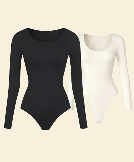 ReshapeIt™ Shapewear Langarm Body 2er-Pack – Schwarz & Elfenbeinweiß | GRATIS VERSAND