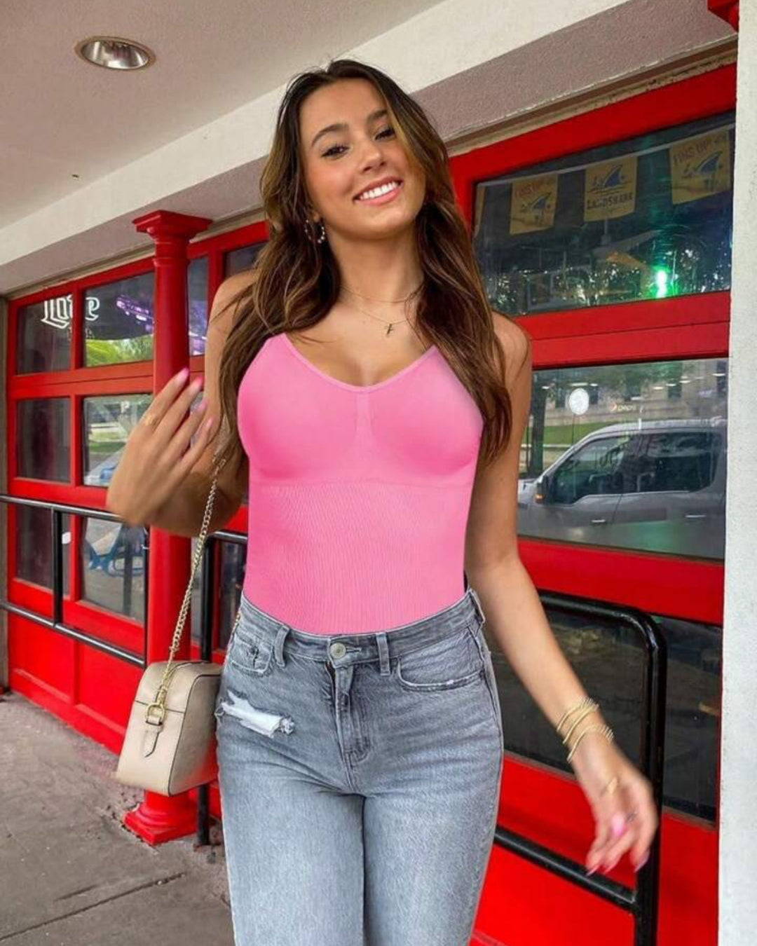 ReshapeIt™ Bodysuit Shapewear – Perfekte Passform für Taille und Bauch (Hot Pink)