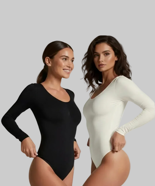 ReshapeIt™ Shapewear Langarm Body 2er-Pack – Schwarz & Elfenbeinweiß | GRATIS VERSAND