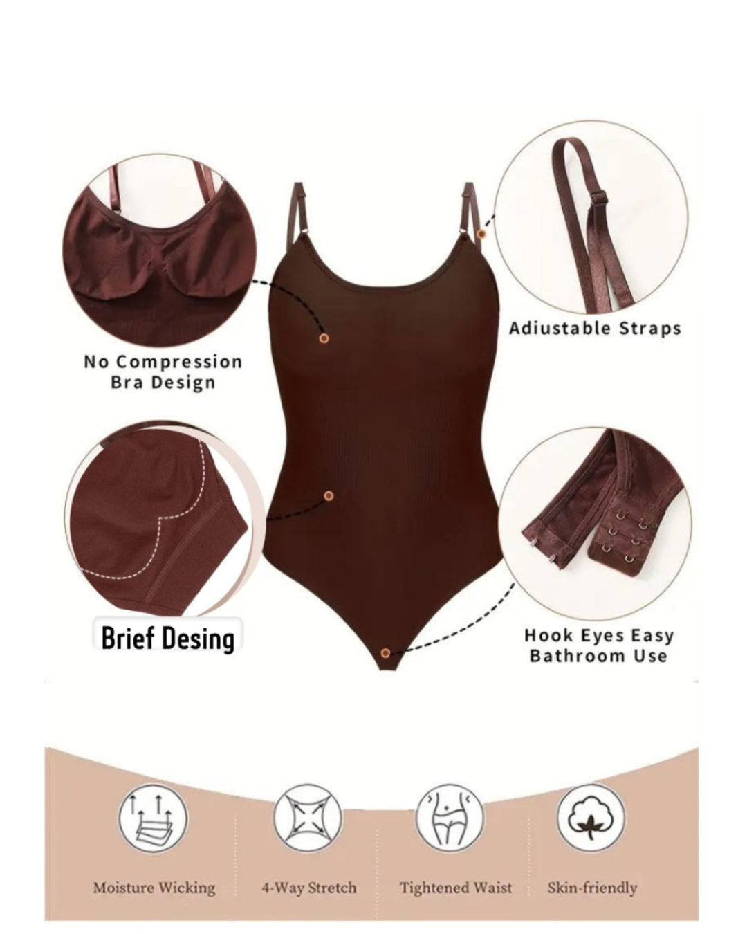 ReshapeIt Panty Bodysuit – Po-Lifting & Taillenformung (Braun)