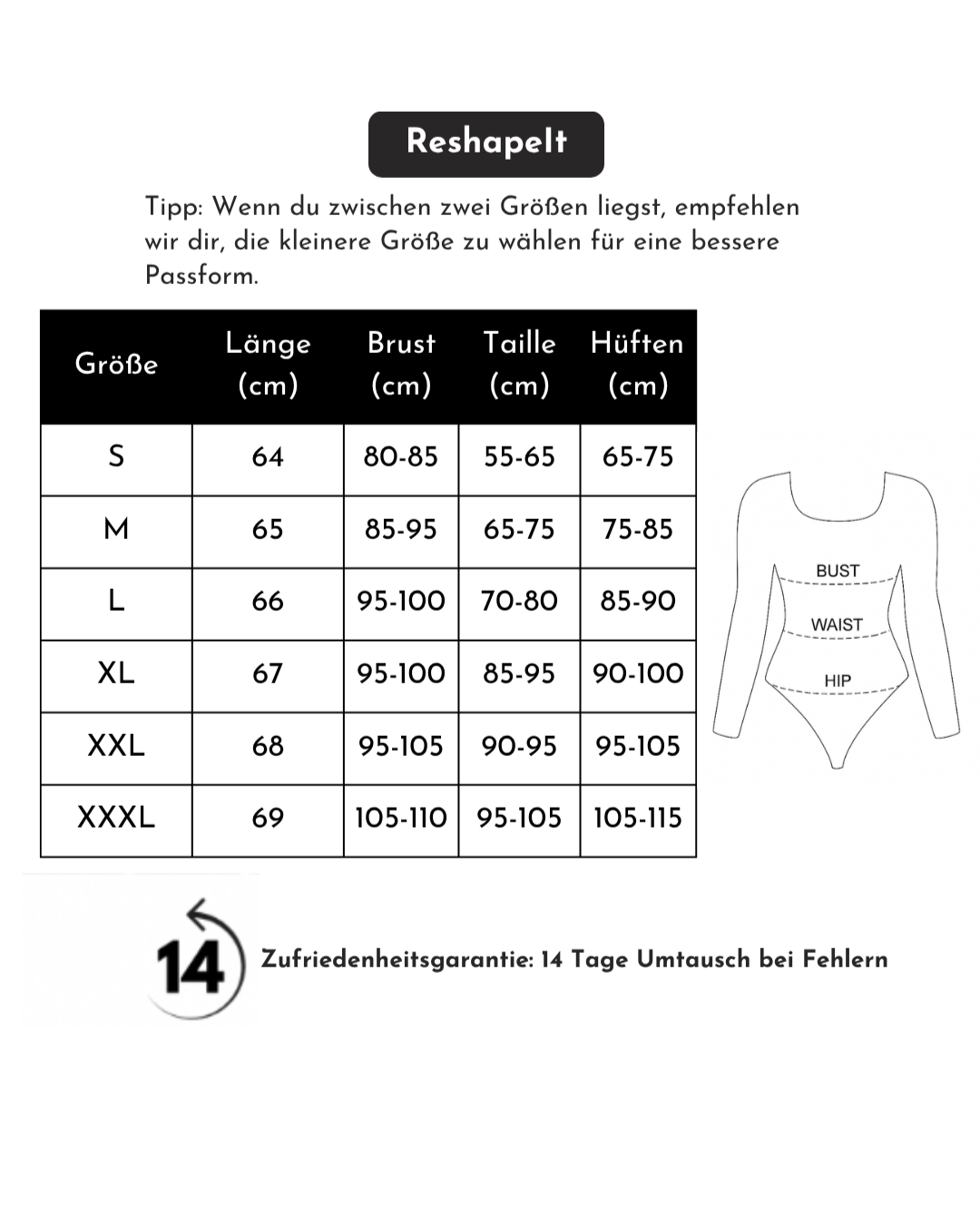 ReshapeIt™ Bodysuit Long Sleeve – Perfekte Passform für Taille und Bauch (Elfenbeinweiß)