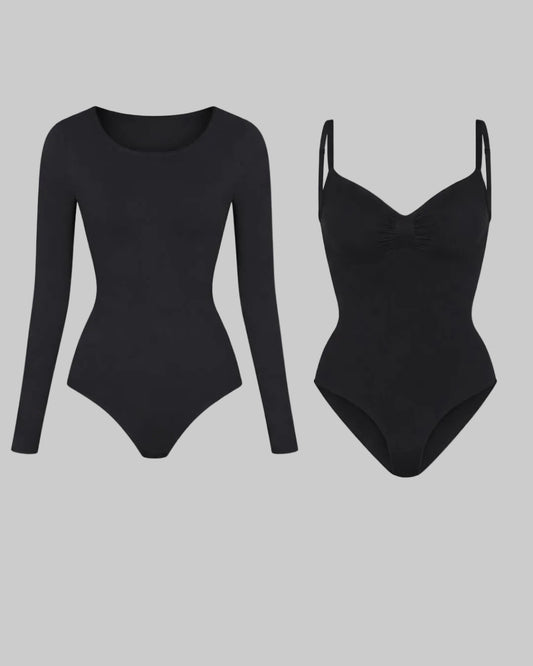 ReshapeIt™ Shapewear Body 2er-Pack Schwarz – Langarm + Kurz | Bauchweg & Figurformend | ReshapeIt™