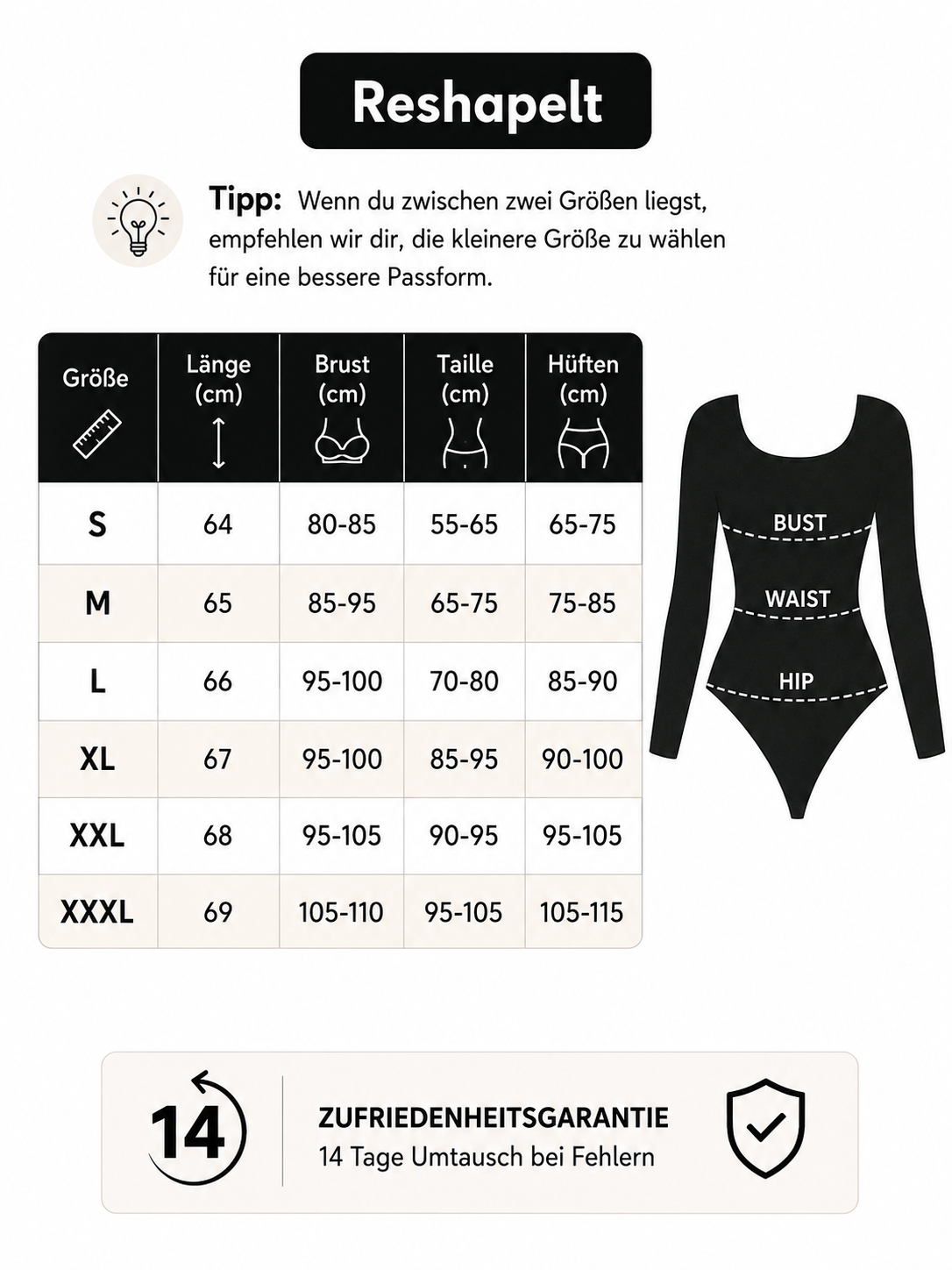 ReshapeIt™ Shapewear Body Damen 2er-Pack – Langarm & Kurzarm
