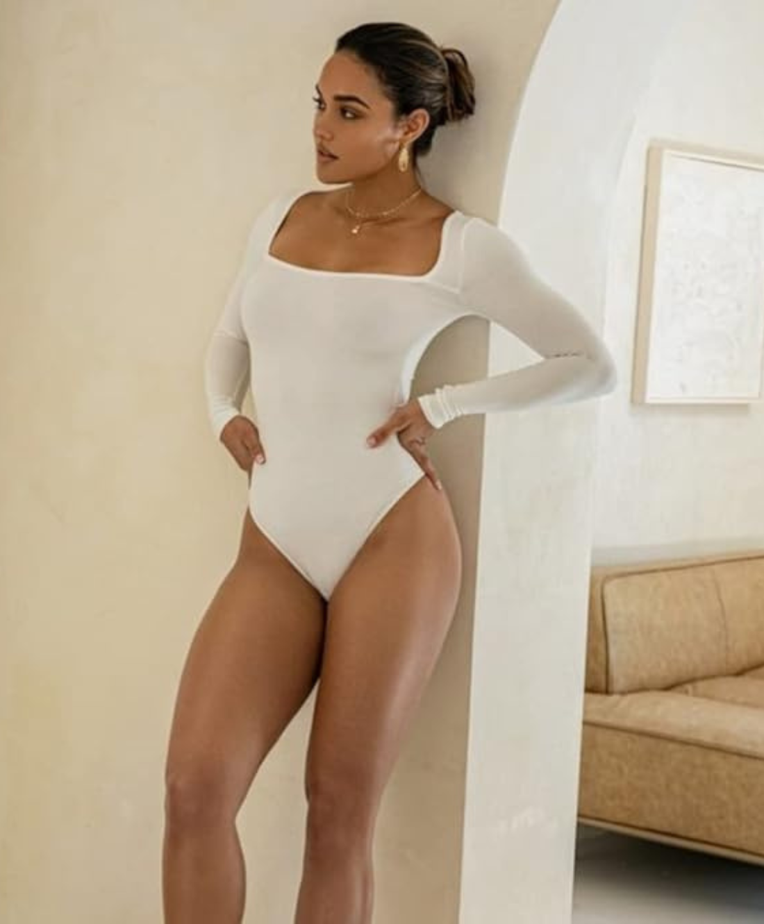 ReshapeIt™ Bodysuit Long Sleeve – Perfekte Passform für Taille und Bauch (Elfenbeinweiß)