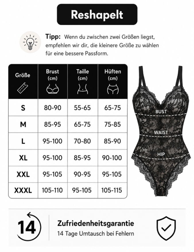 ReshapeIt™ Shapewear Body Damen mit Spitze – Bauch & Taille