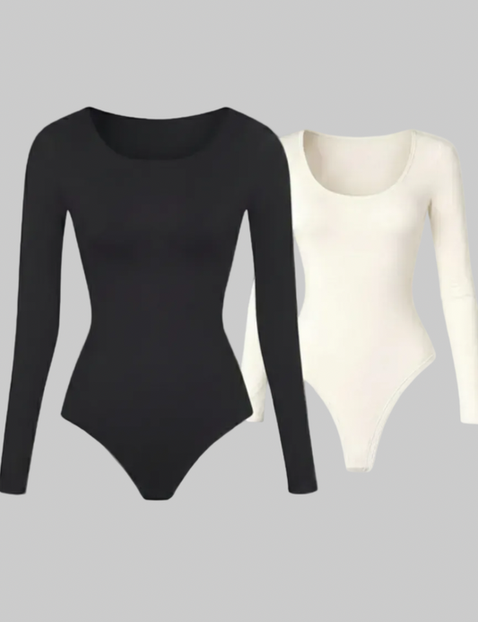 ReshapeIt™ Shapewear Langarm Damen 2er-Pack – Schwarz & Elfenbeinweiß