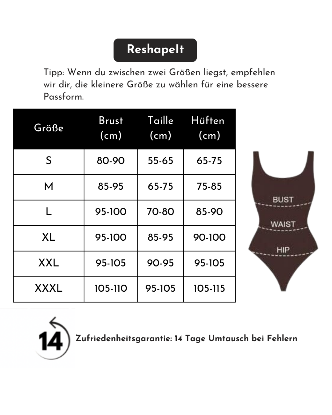 ReshapeIt Panty Bodysuit – Po-Lifting & Taillenformung (Braun)
