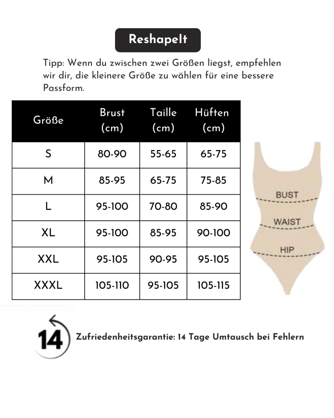 ReshapeIt Panty Bodysuit – Po-Lifting & Flacher Bauch (Beige)