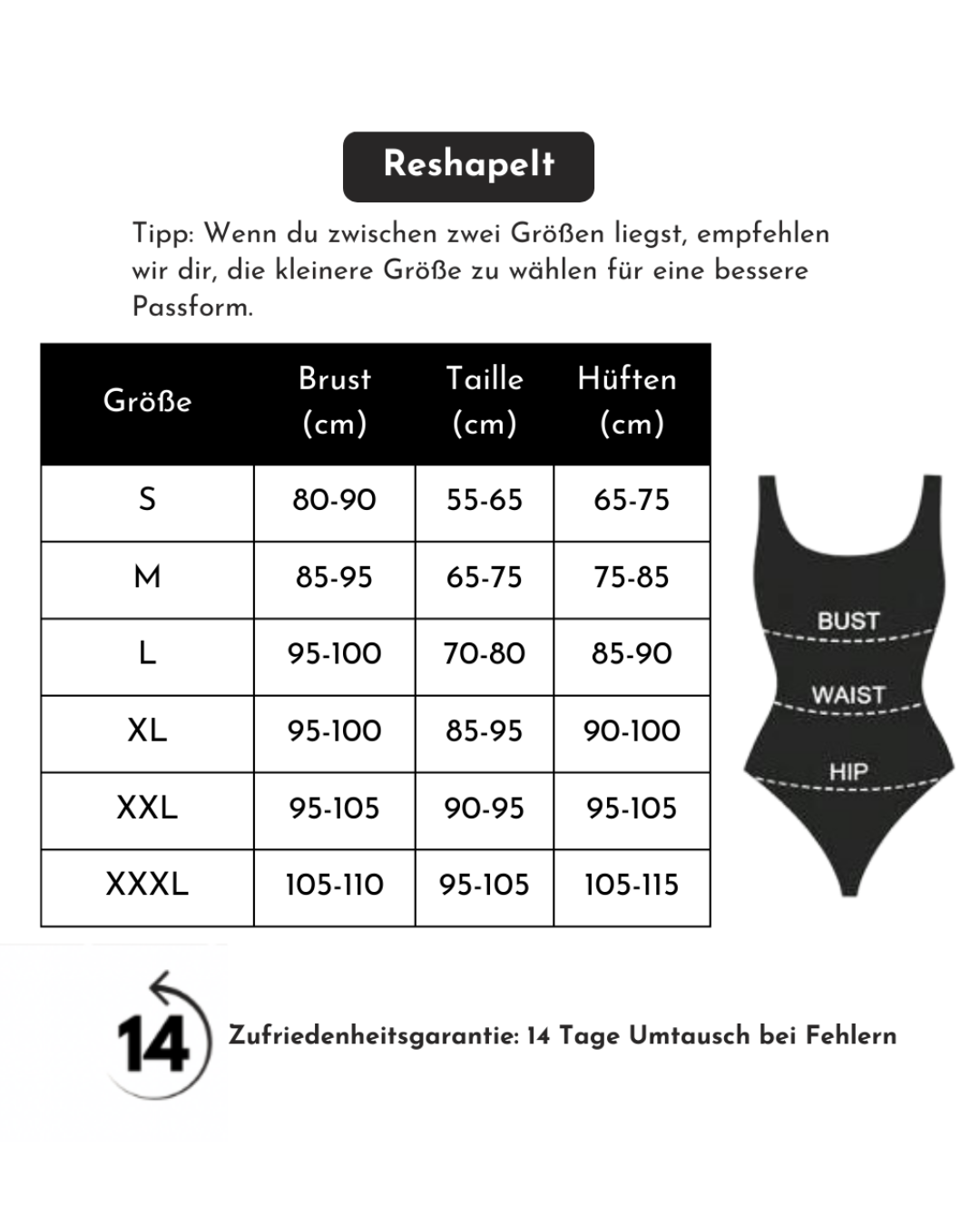 ReshapeIt Panty Bodysuit – Po-Lifting & Flacher Bauch (Schwarz)