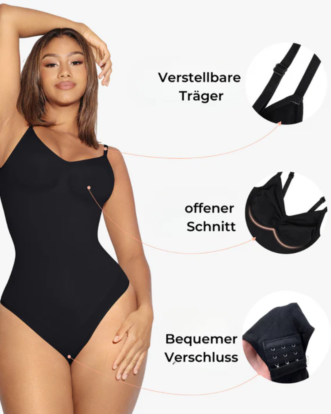 ReshapeIt Premium Tanga Bodysuit – Bauchkontrolle & Stark Formend (Schwarz)