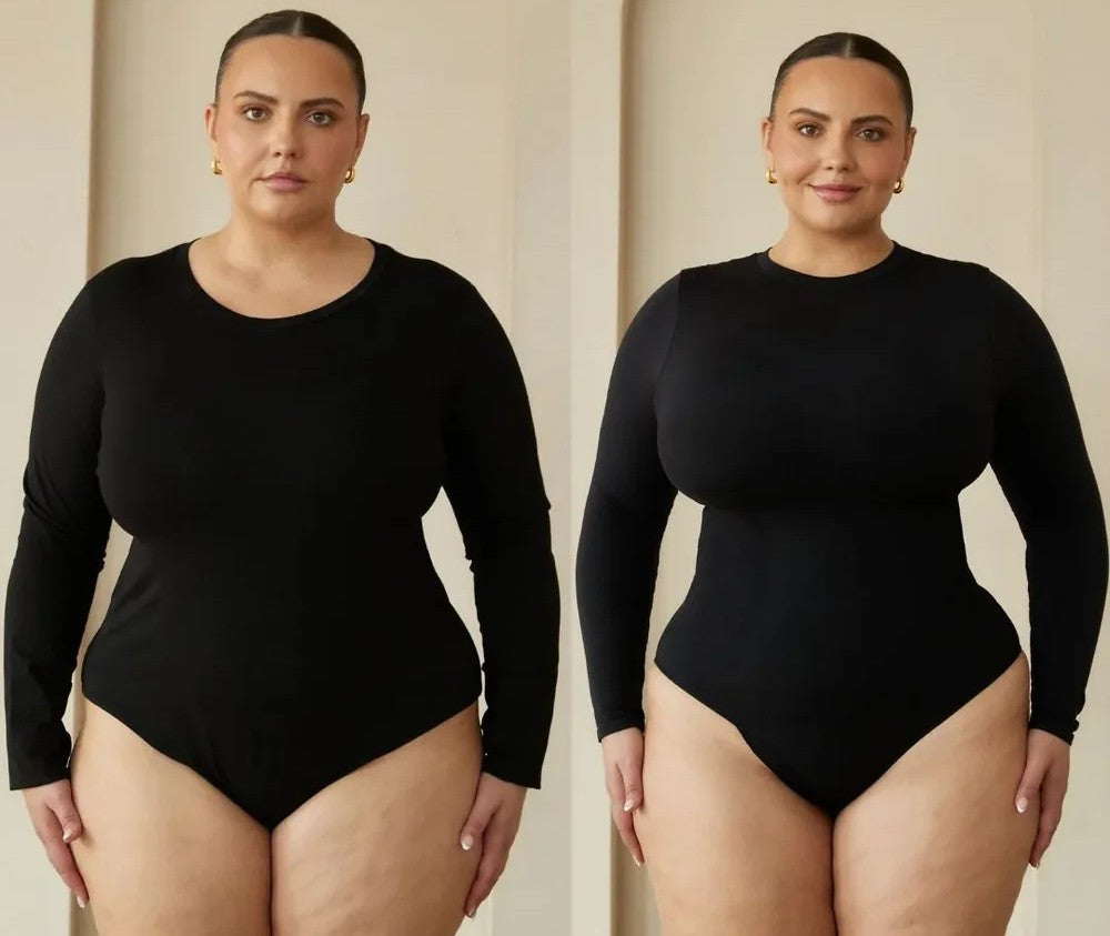 ReshapeIt™ Shapewear Langarm 2er-Pack – Schwarz & Elfenbeinweiß